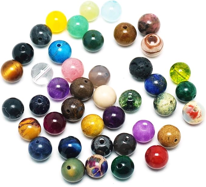 6mm Natural Stone Beads for Jewelry Making - Gemstone Round Loose Beads for Bracelets(58-62pcs, Gray Agate)