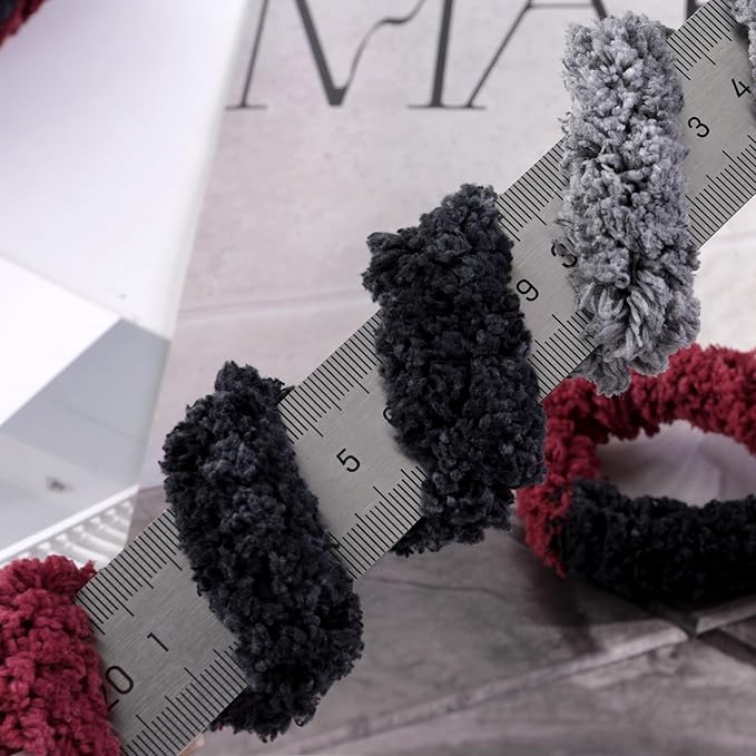 Maboozoo Tie Dye Chunky Yarn for Crocheting & Knitting - 8 Pack, Wine Red & Grey Fluffy Jumbo Chenille Yarn (26 yds, 7.5 oz Each Skein)