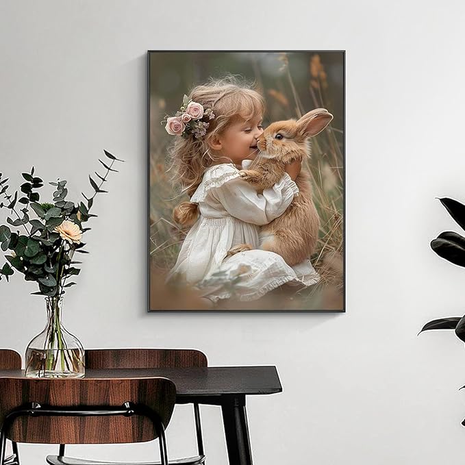 Yezavesu Rabbit Diamond Art Kits for Adults, Girl Diamond Painting Kit for Beginners, 5D DIY Round Full Drill Painting with Gem Art Craft Kits for Home Wall Decor 12x16 Inch
