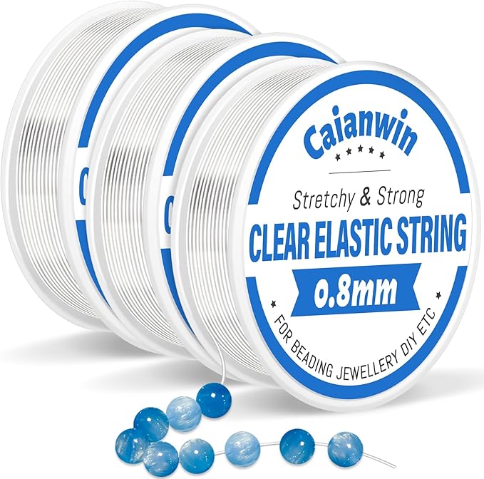 90M/0.8mm Elastic Bracelet String Cord Caianwin Stretchy Bracelet String Transparent Beading Thread Clear Bead Cord for Beading, Bracelet and Jewelry Making