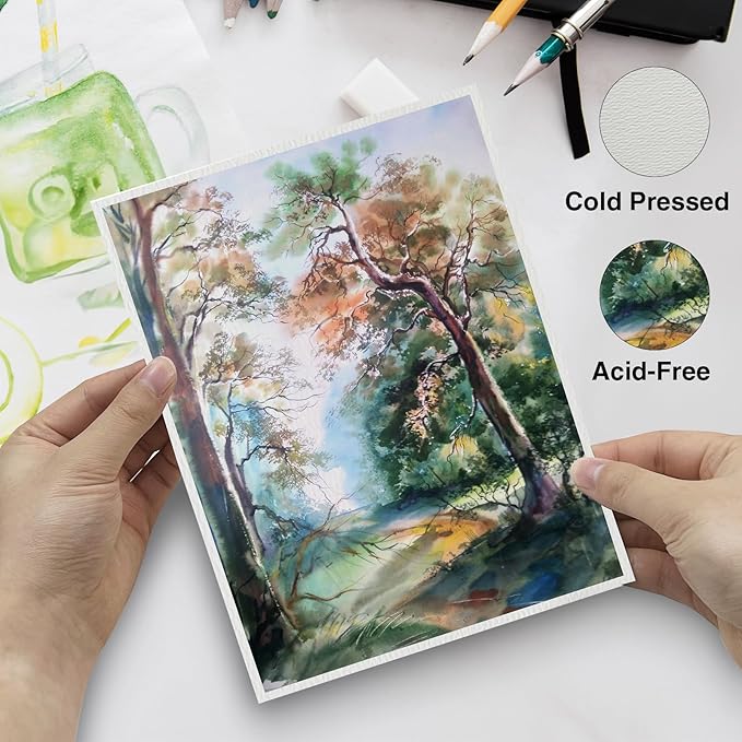 30 Pack Blank Watercolor Cards with Envelopes 4 x 6 Inch - 140lb/300gsm 100% Cotton Non-Folded Watercolor Paper for Wedding Invitations, Birthday Cards, Thank You Notes & DIY Art Projects
