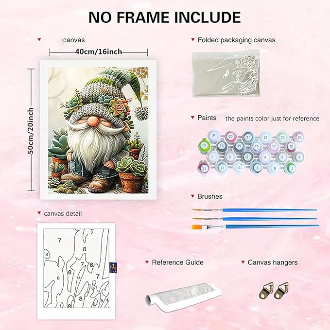 Easy Paint by Numbers Kit for Adults Beginner, Gnome Adult Paint by Number Kits on Canvas, DIY Painting with Numbers for Adults, Acrylic Simple Oil Paint by Number Kits for Home Wall Decor 16x20 In