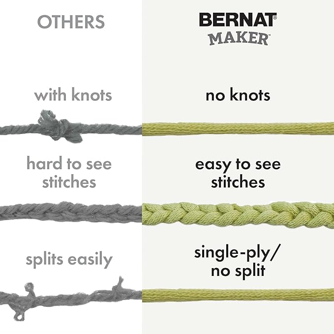 Bernat Maker JAM Yarn - 2 Pack of 250g/8.8oz - 72% Cotton 28% Nylon - #5 Bulky - 290m/317Yards - for Knitting, Crochet and Amigurumi