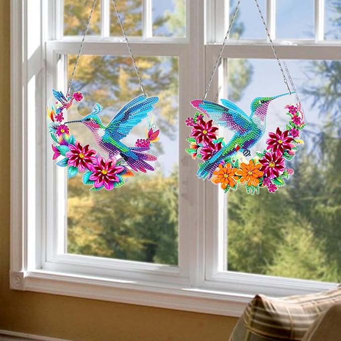 MaiYiYi 3 PCS Hanging Diamond Art Pendant Painting Kit Colorful Bird Special Crystal Gem Craft Painting Set Bird Diamond Painting Ornaments for Adult Home Wall Window Decor (12.59X7.28 in)