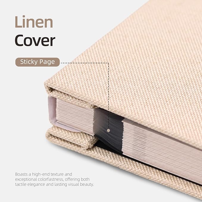 Vienrose Large Photo Album Self Adhesive for 4x6 8x10 10x12 Pictures Scrapbook Album DIY Scrap Book 40 Sticky Pages with A Metallic Pen 13"x12.6"40 Pages