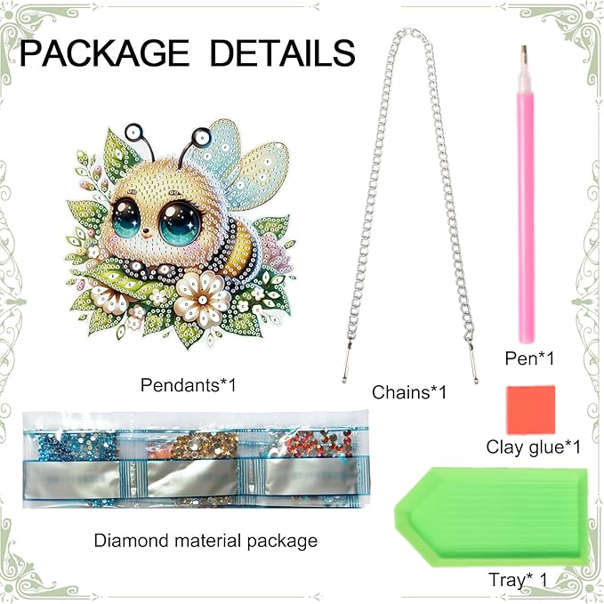 Tontut Diamond Art Painting Kits Hanging Decoration,5D Bee Diamond Art Painting,DIY Special Shape Diamond Craft Wall Garden Decoration,Gifts