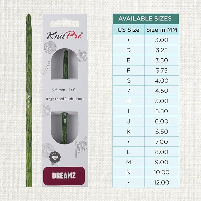 KnitPro Dreamz Single-Ended Crochet Hook | US Size I (5.5mm)