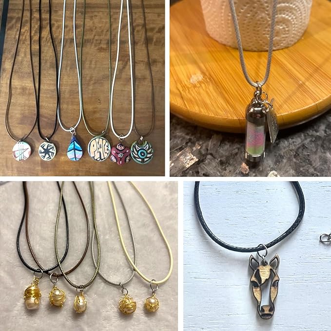 100Pcs Leather Necklace Cord Bulk with Clasp, 20inch Colorful Necklace Bracelet Chains String Rope Cord for Jewelry Making Supplies Pendants Charms