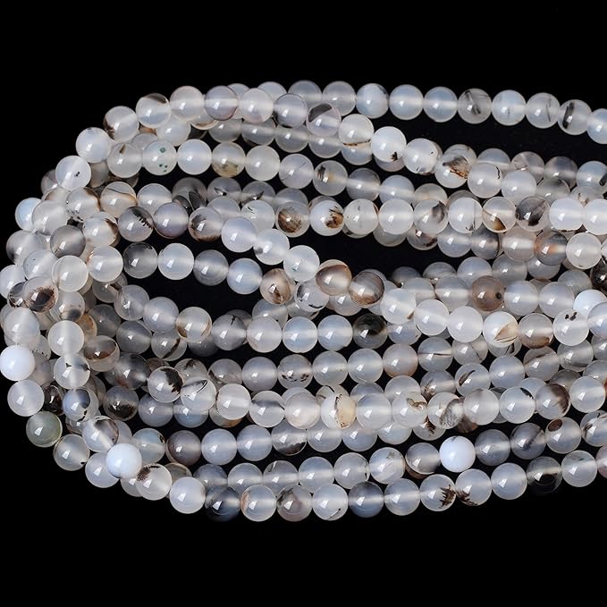 45PCS 8mm Natural Moss Grass Agate Gemstone Round Loose Beads for Jewelry Making 1 Strand 15"