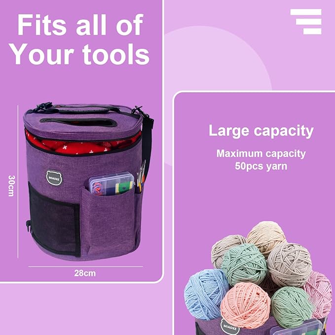 MIAOKE 79pc Crochet Kit, Large Knitting Bag Yarn Storage Organizer, Crocheting Starter Kits with Waterproof Bag, Beginner Knitting Accessories Set, for Beginners Adults Travel Crochet Supplies