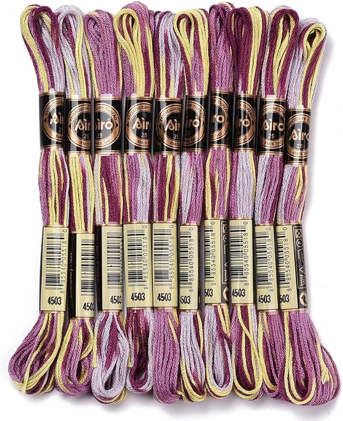 6 Strands Purple Variegated Embroidery Floss Gradient Color Cross Stitch Threads Friendship Bracelet String Polyester Threads Bulk for Jewelry Making Sewing Bracelet Knitting Stitching Craft