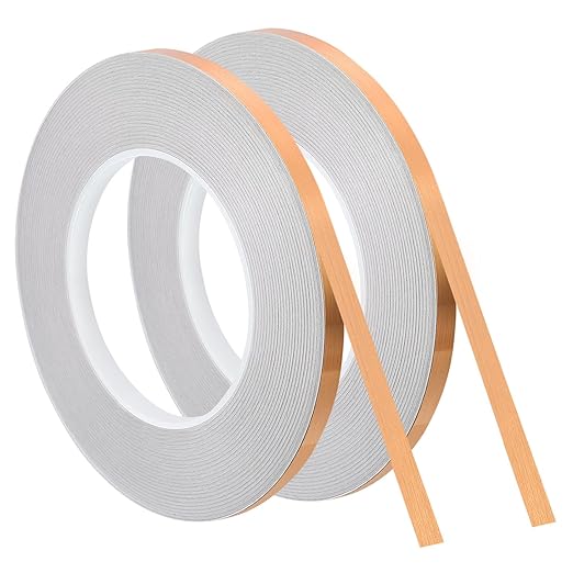 uxcell Metallic Tape, 0.31 in x 164 ft Self Adhesive Metalized Polyester Film Tape Waterproof Washi Tape for Walls Graphic Arts Gifts Wrapping Crafts Decoration, Brushed Rose Gold, 2 Pcs