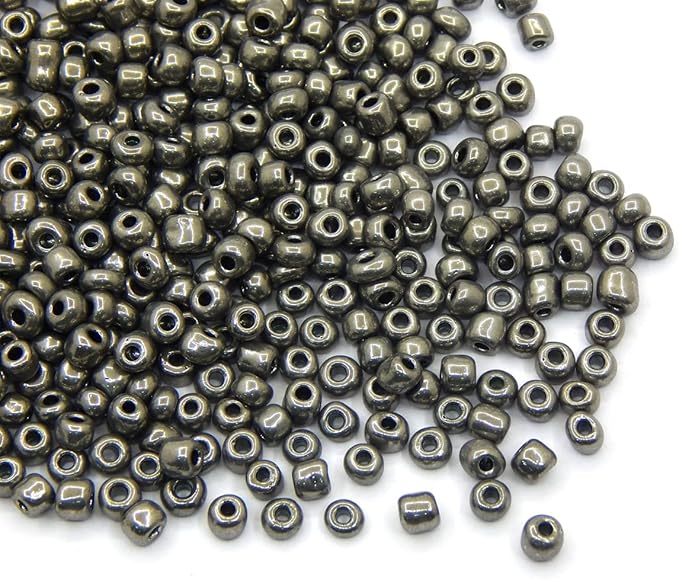 Perlin Glass Seed Beads 3mm 8/0 Round Mini Small Pony Beads 3300pcs for Making Earrings Bracelets Pendants Waist Jewelry DIY Handmade Metallic Color Kit (Antique Silver)