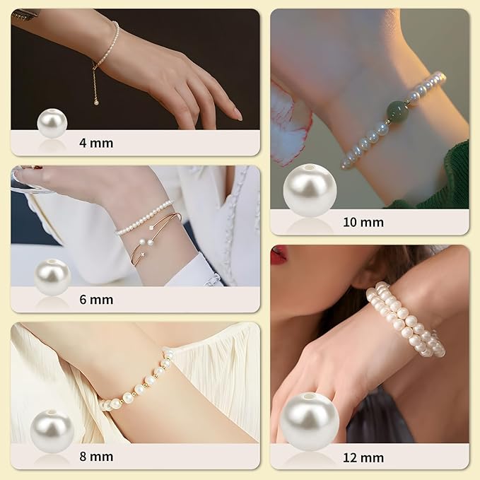 1200Pcs Pearl Beads for Bracelets, Bracelet Making Kit for Adults, Kids Friendship Bracelet Kits, Jewelry Making Kit with String and Charms for Girls Teens DIY Pearls Kit for Bracelet Necklace Earring