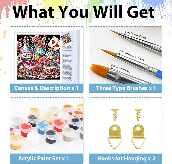 Paint by Numbers Kit for Adults Beginners, Adult Paint by Number Kits on Canvas, DIY Crafts Acrylic Painting by Number for Gift Home Decor 16x16 inch
