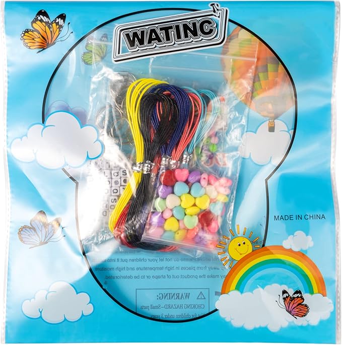 WATINC 286Pcs DIY Keychain Making Crafts Kits Adjustable Letter Heart 6mm Pony Transparent Beads Key Ring Bag Charm Bracelet Supplies Jewelry Accessories Holiday Party Favor for Women Men (Black)