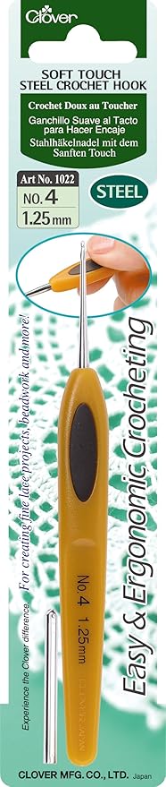 Clover Soft Touch Steel Crochet Hook: 1.25mm, Orange