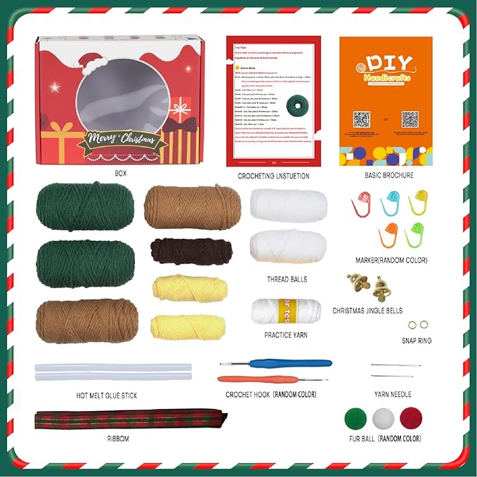 Crochet Set - Beginner Friendly Crochet Set with Step-by-Step Teaching Videos and Crochet Pattern Manuals (Christmas Tree)