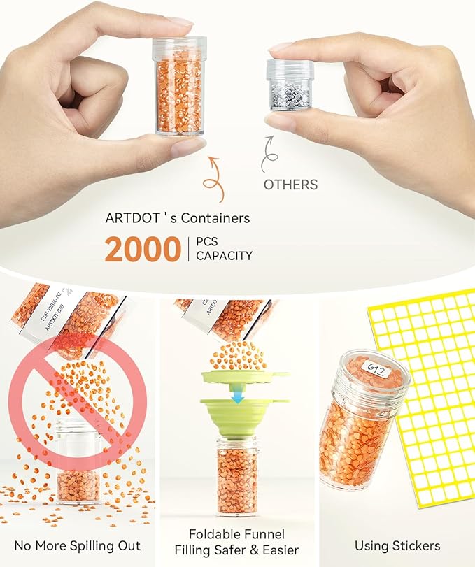 ARTDOT 420 Slots Storage Container for Diamond Art Kits for Adults,Portable Bead Storage Boxes for Diamond Painting Accessories and Tools