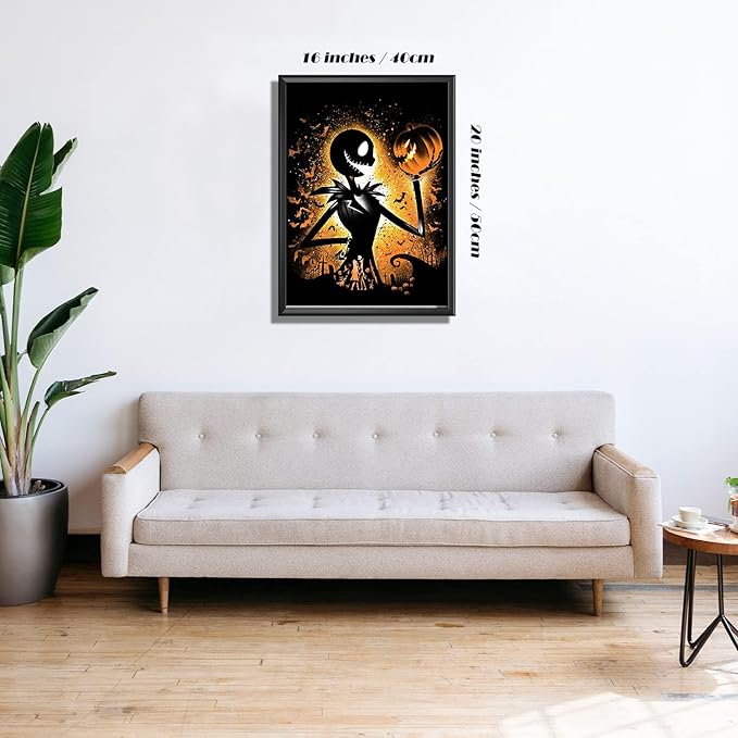 Youtheart Painting with Diamonds Jack Diamond Art Skellington, 5D Full Drill Cross Stitch Embroidery Kits, DIY Wall Décor