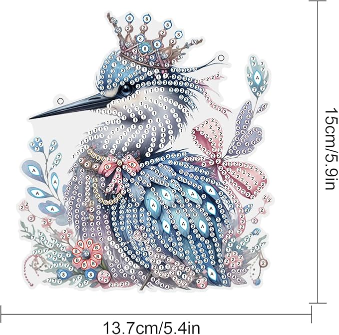 AiYuanzsh Kingfisher Diamond Painting Pendant Kit, Beautiful Bird 5D DIY Acrylic Special Shaped Rhinestones Diamond Art Hanging Sign, Holiday Wall or Door Decoration, Christmas Gift for Adults