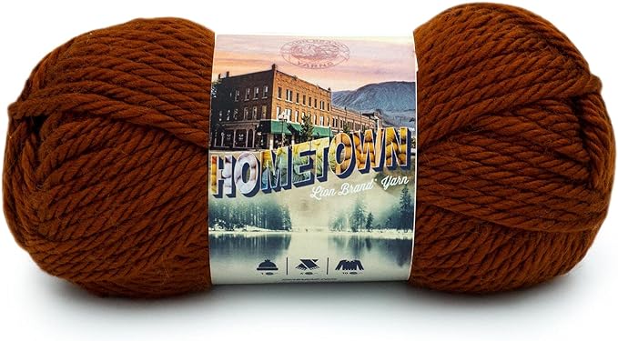 Lion Brand Yarn Hometown Yarn, Bulky Yarn, Yarn for Knitting and Crocheting, 1-Pack, Stowe Sugar Maple