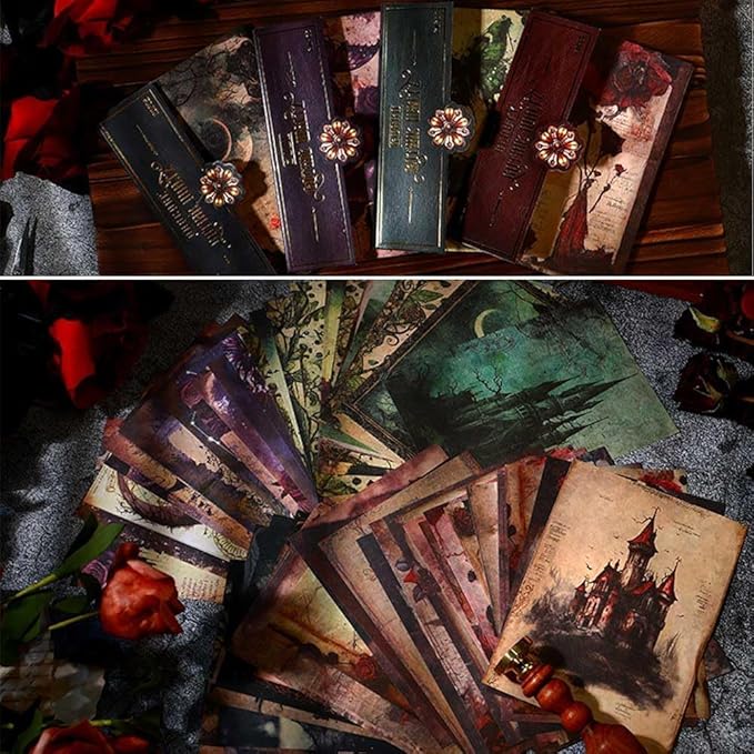80 Sheets Gothic Scrapbook Paper for Scrapbook Kit, Vintage Ephemera for Junk Journals, Magic Decoupage Paper for Journaling Supplies , Dark Academia Wall Decor Room for Home Decorations