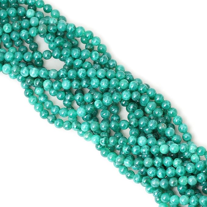 60PCS 6mm Natural Peacock Vein Agate Gemstone Round Loose Beads for Jewelry Making Jewelry Design1 Strand 15"