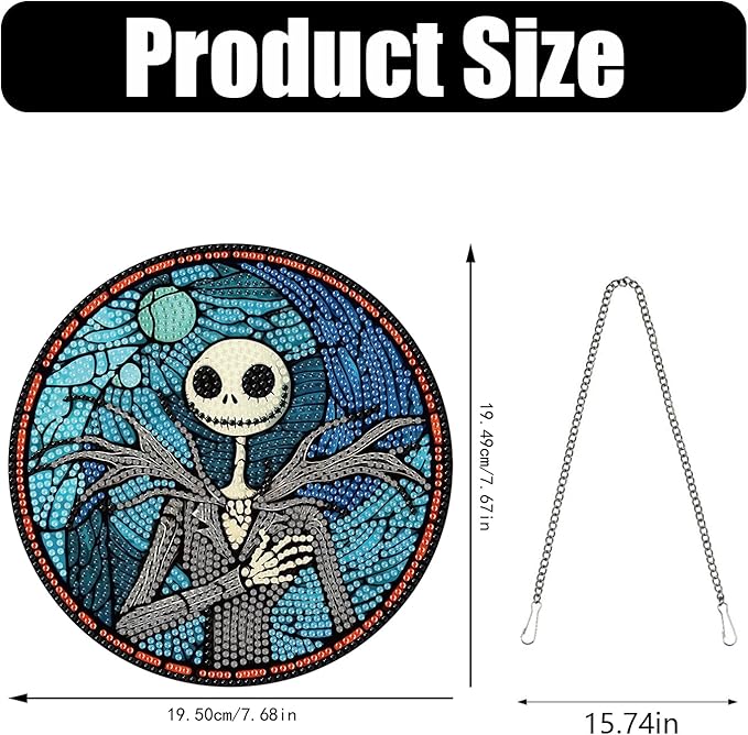 DIY Diamond Art Hanging Kit for Adult,Halloween Jack Acrylic Diamond Art Painting Window Pendants Home Garden Wall Hanging Kits Hanging Ornament Festival Gift