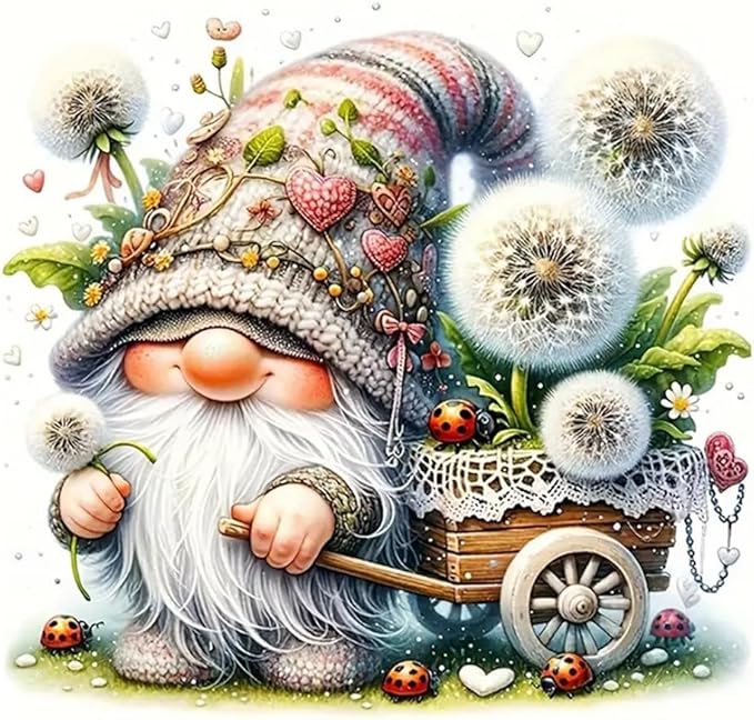 hill froeistung Gnome Diamond Art Painting Kits for Adults,Dandelions Diamond Painting Kits for Beginners,Trolleys Diamond Art Kits for Home Decor12×12inch