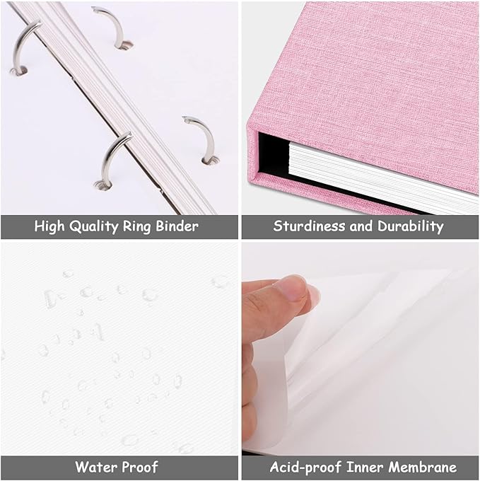 Zesthouse 18 In Photo Album Self Adhesive with Picture Display Window, 3-Ring Scrapbook Albums 60 Pages Holds 10x12 8x10 5x7 4x6 Photos, DIY Photo Book Ideal Gift for Family Wedding Baby