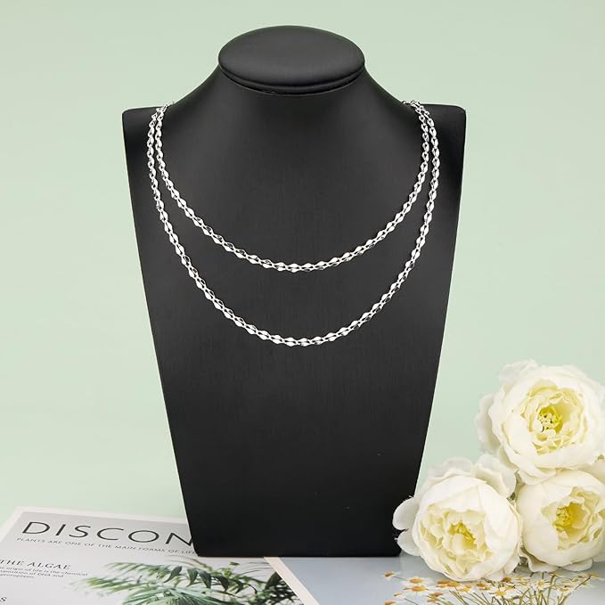 KYUNHOO 5 Meters Thin Cable Link Jewelry Making Chains Spool Silver Plated Copper Chains with Lobster Clasps Jump Rings for Crafts DIY Finding Supplies