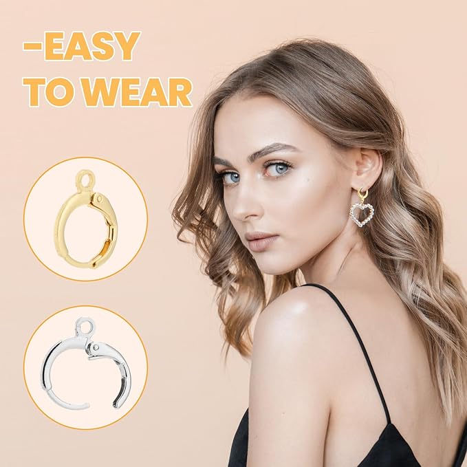 leuaydo 50pcs 18k gold filled earring hooks for jewelry making, round leverback earrings with gold color