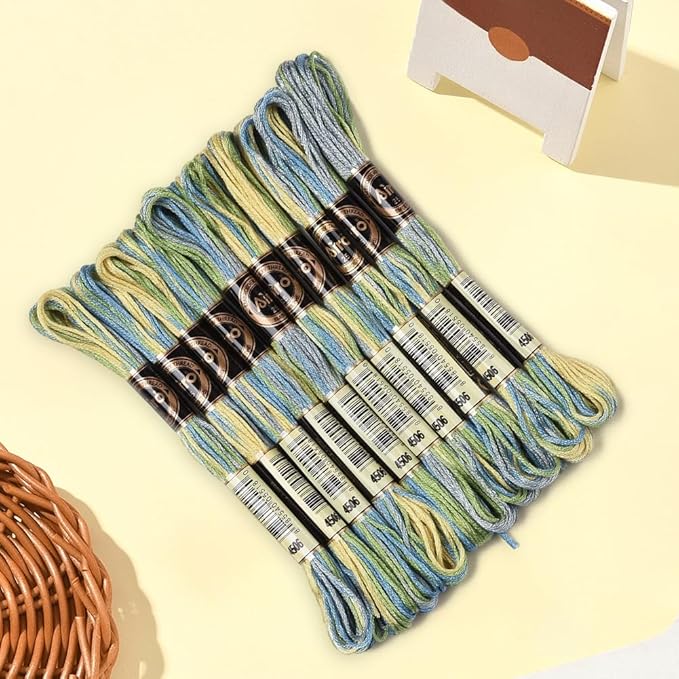 10 Skeins 6 Strands Green Variegated Embroidery Floss Polyester Gradient Cross Stitch Thread Friendship Bracelets Yarn Threads String Bulk for Hand Sewing Jewelry Crafts Bracelet Crochet Diy