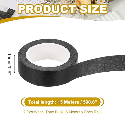 PATIKIL 33 Yard Washi Tape, Colored Masking Tape Adhesive Decorative Stickers for DIY Craft Art Gift Wrapping Journal Scrapbook Planner, Black
