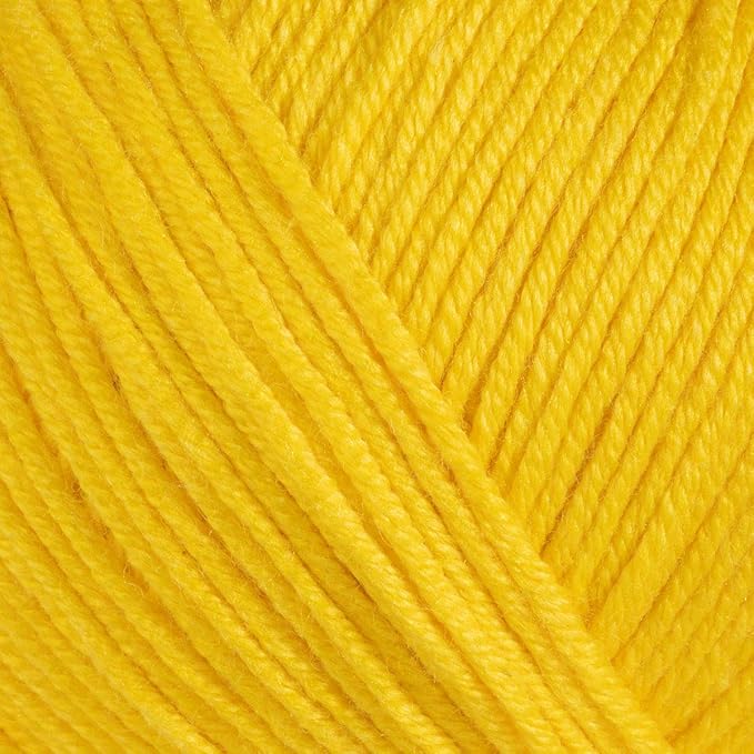 Estako Happy Cotton, (4 Skeins Pack) 60% Cotton 40% Acrylic Yarn, Soft, Fine/Sport (2) for Crochet and Knitting (4 x 1.76 Oz) / (4 x 180 Yrds) (4730 - Mustard Yellow)