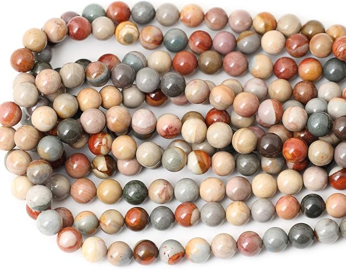 cheavian 35pcs 10mm natural usa picture stone gemstone round loose beads for jewelry making diy findings 1 strand 15"