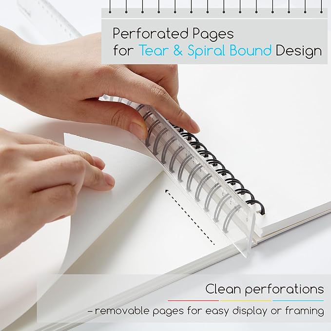 meeden 9"x12" sketchbook paper pad: 122lb/180gsm spiral bound art sketch book with diy cover for artists adults - 60 sheets heavy weight hardcover sketch drawing paper for painting sketching writing
