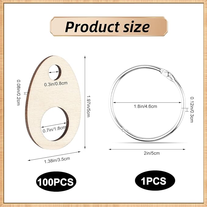 101pcs Wooden Thread Drops,1.97x1.38 Inch Teardrop Embroidery Floss Organizer with Floss Ring Cross Stitch Bobbins for DIY Sewing Storage,Craft Supplies(Style A)