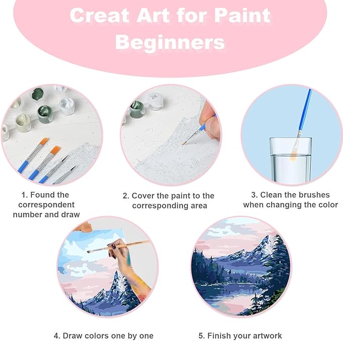 Fotasmua 4 Pack Paint by Numbers Kit for Adults Kids, Easy Framed Adults Paint by Numbers Kits, DIY Simple Flowers Acrylic Oil Painting Number Kits for Home Wall Decor (8 x 8 Inch)
