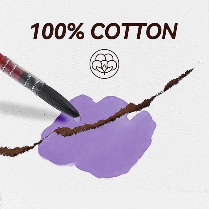 LIGHTWISH Watercolor Pad - A5 20 Sheets 100% Cotton 300GSM Cold Press Paper | Detachable with Backing Board | All-in-One Travel Watercolor Journal with Brush Holders & Storage Pockets