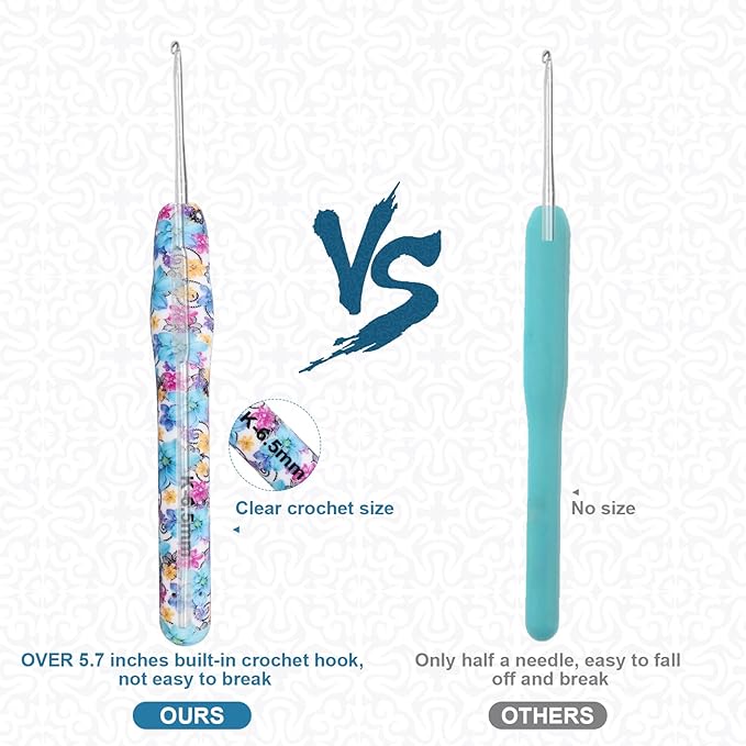 BCMRUN Crochet Hooks Set,14 Size 2.25mm(B)-10mm(N) Extra Long Crochet Needles Ergonomic Handle Smooth Hooks Knitting Needles Kit, DIY Knit Needles Weave Yarn Set, Christmas Crochet Gift (Blue)