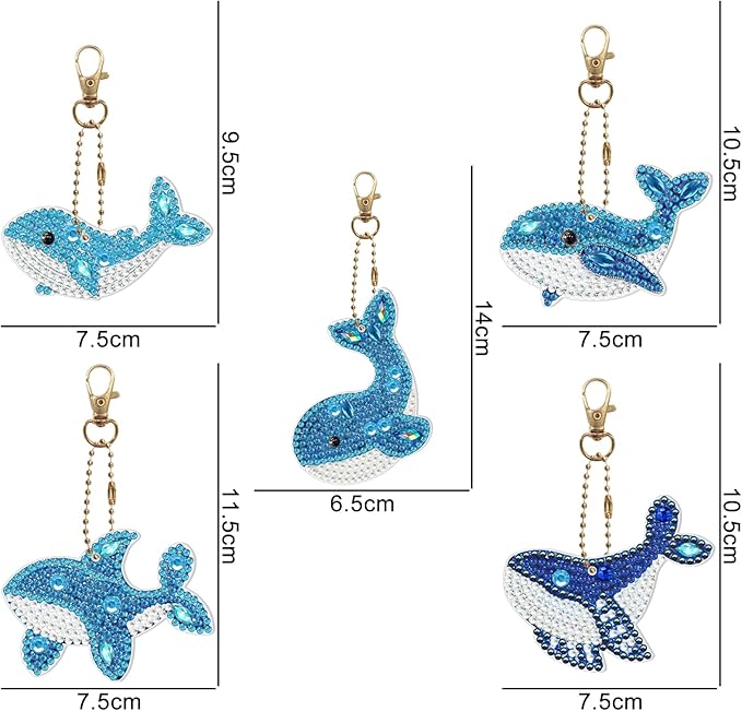 Diamond Painting Keychains Kits, Double Sided Diamond Art Keyrings for Adults, DIY Art Key Rings Ornaments Kits