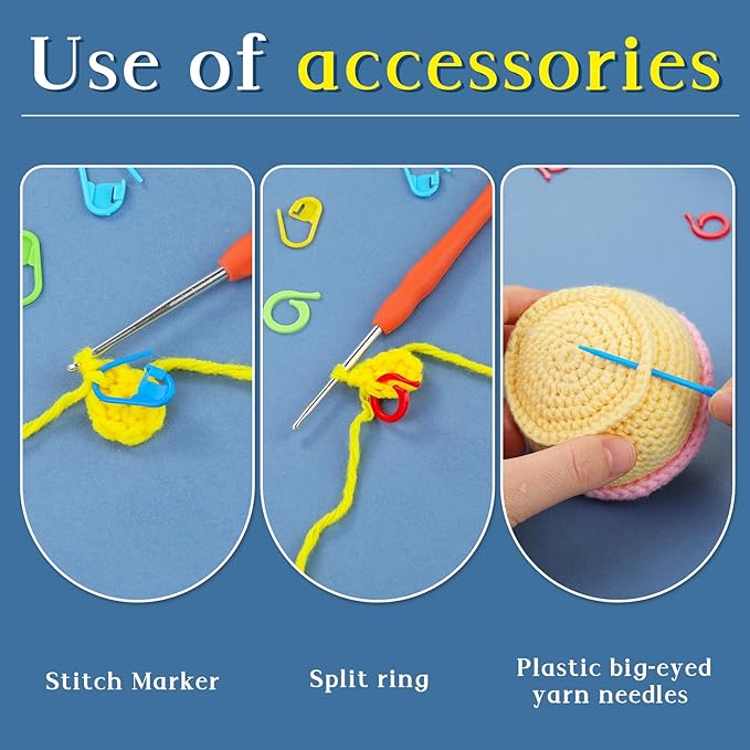 Yizzvb 34 Pcs Adjustable Crochet Ring Set, 8 Pcs Knitting Ring, Tension Thimble for Crocheting, Thimble for Finger, Stitch Markers Plastic Needles for Beginners, Crochet Accessories with Storage Box