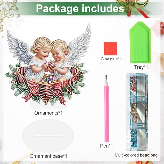 Christmas Diamond Painting Kits Tabletop decoration, DIY Angel, 5D Diamond Art Home Ornament By Number Mosaic Arts Crafts For Home Office acrylic Tabletop Decor for Xmas Home Decor, New Year Gift