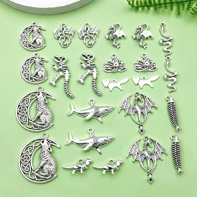 Sailanzi 48pcs antique silver novel animal set Pendant Jewelry Making DIY Keychain Earrings Pendant Various Design Charms for Jewelry Making Bracelets Necklace (SN1063)