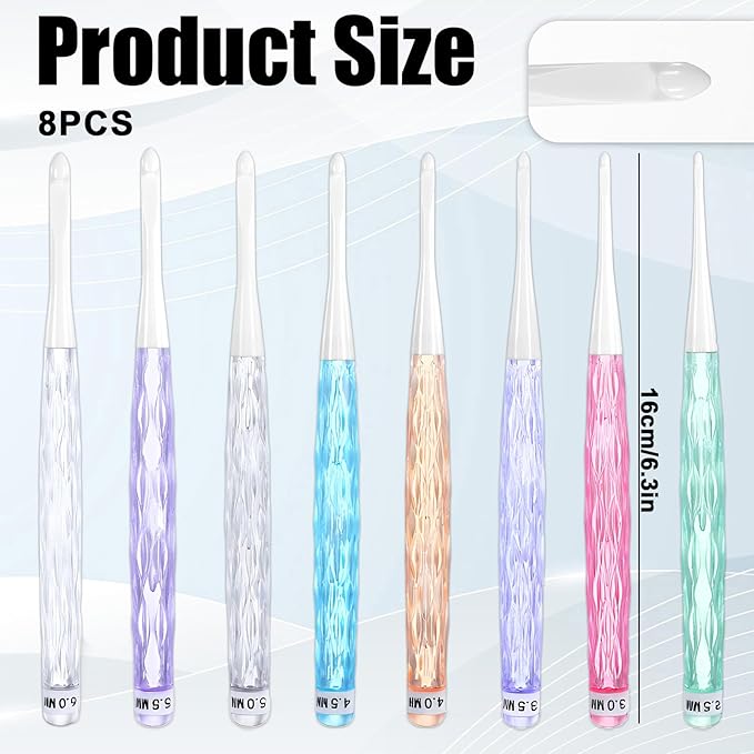Ergonomic Crochet Hooks Set, 8Pcs Comfortable Practical Crochet Needles Colorful Knitting Kit for DIY Yarn Craft Great Gift for Women Adults Kids Children Beginners