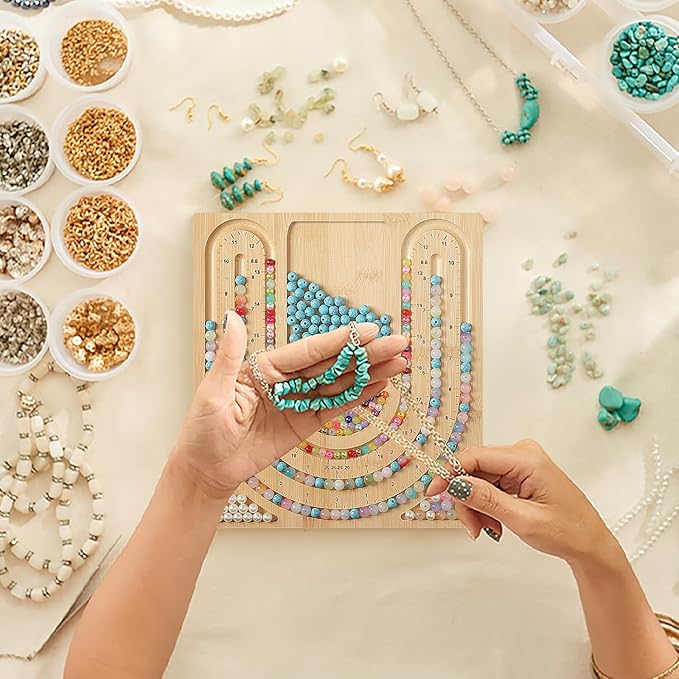 Petoysoso Bamboo Bead Board for Jewelry Making - Necklace and Bracelet Beading Board - Jewelry Making Supplies