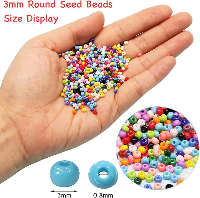 Bala&Fillic Size 3mm Seed Beads About 8400pcs in Box, 8/0 Round Glass Seed Beads for Making Bracelet Necklace Earring Jewelry (About 350pcs/Color, 24 Colors)