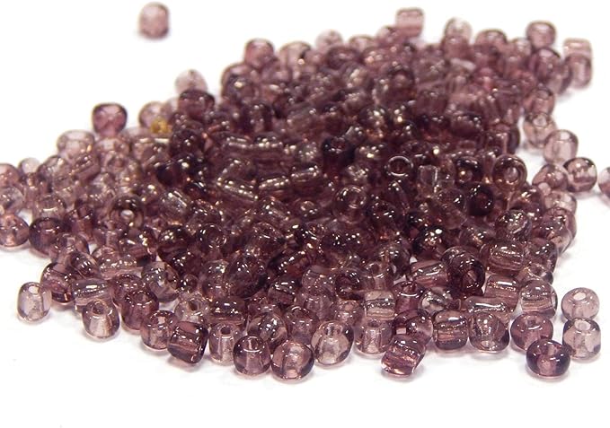 Perlin Glass Seed Beads 4mm 6/0 Round 1100pcs Mini Small Pony Spacer Beads Kit for Jewelry Making Earrings Bracelets Pendants Waist DIY Handmade (Purple Transparent)